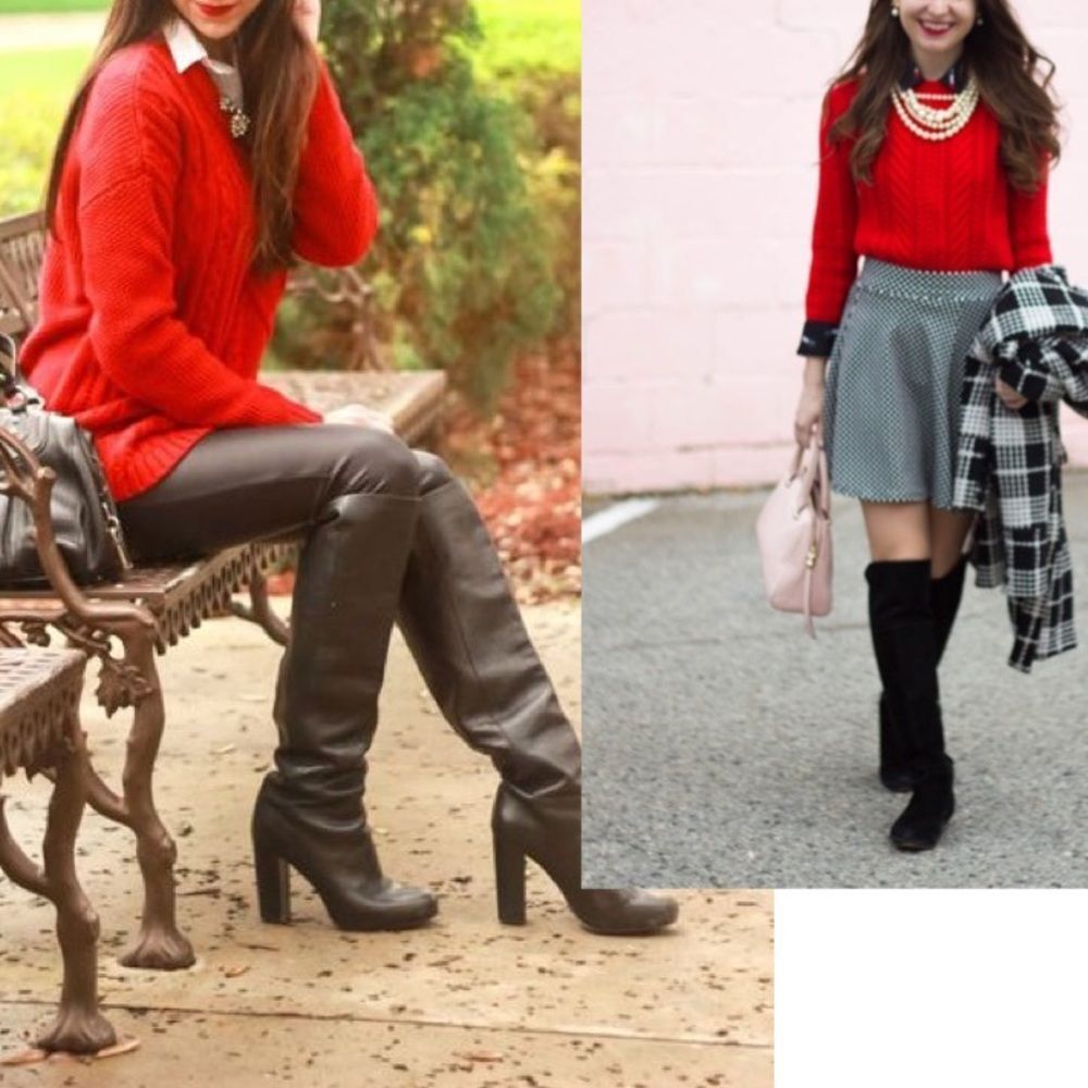 Forever 21 red cable knit sweater